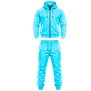 Ensemble de sport pour homme, directement de l'usine : veste zippée à capuche personnalisée et pantalon de jogging, ensemble deux pièces pour entraînement sportif et gym. - Product Image 1
