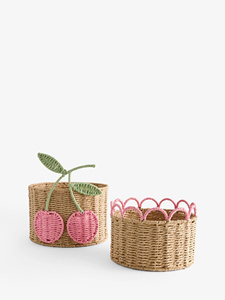 Handmade Paper Rope Cherry <b>Storage</b> <b>Basket</b> Wicker Fruit <b>Basket</b> <b>Toy</b> Organizer Kids Nursery Decorative <b>Basket</b> Natural Home Decor - Product Image 5