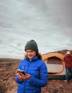 Women's Lightweight <b>Packable</b> Hooded Winter Quilted Knitted Puffer <b>Jacket</b> Detachable Sleeves Hat Zipper Closure Waterproof Wool - Product Image 2