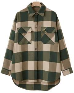 Camisa de Franela a Cuadros Personalizada para Hombre, Verde Beige, Manga Larga, con Botones, Estilo Casual, Chaqueta a Cuadros, Ropa Cálida de Invierno, Venta al Por Mayor - Product Image 1