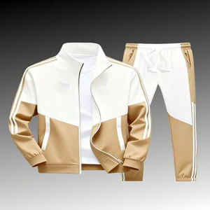 Premium Men Sporty Tracksuit Set Stand Collar Color Blocking <b>Joggers</b> Custom Logo Breathable Polyester Autumn Wear Standard Size - Product Image 4