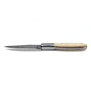 Couteaux de chasse avec manches arrondis de couleur pâle et lame à motifs larges, avec bolster argenté, pour équipement de camping et découpe en extérieur - Product Image 1