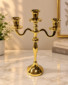 Modern Gold Candelabra 3 Arms Candle Jar Holder Wedding Centerpieces Glass Decorative Stand Home <b>Decoration</b> for Dinner Wedding - Product Image 1