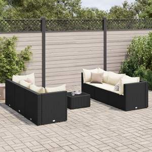 Set di 6 Pezzi per Salotto da Giardino in Nero e Bianco Crema - Product Image 1