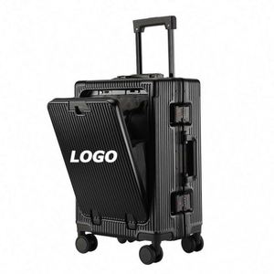 Front-Opening Aluminum Frame Luggage <b>with</b> Side Latch, Large Capacity Spinner Suitcase, TSA <b>Lock</b>, Hard Shell Carry On/Checked - Product Image 1