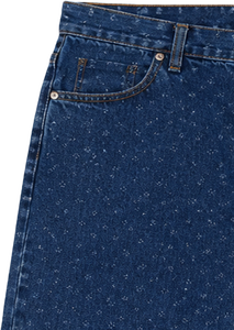 Jean baggy taille haute pour femme, bleu foncé, micro-imprimé, coupe ample, style vintage streetwear, en denim, été, éco-responsable - Product Image 2