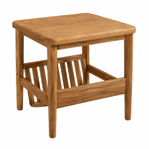 Table à manger carrée en teck avec étagère à lattes, design scandinave moderne, écologique, durable, imperméable, 2 places, meubles de maison stables - Product Image 2