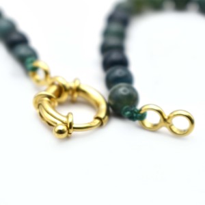 Collar de Ágata Musgosa Hecho a Mano con Cuentas de Piedra Moteada y Cierre de Oro, Joyería con Cuentas de Piedras Preciosas - Product Image 6