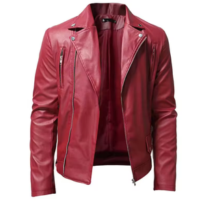 Chaqueta de Cuero de Invierno para Hombre, Corte Ajustado, Cierre Completo, Cuello Alto, Tacto Suave y Estilo Moderno - Product Image 2