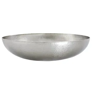 17 Inch <b>Round</b> Hand Hammered Polished Nickel <b>Bathroom</b> Vessel <b>Sink</b> Countertop Metal Wash Basin for Vanity - Product Image 2