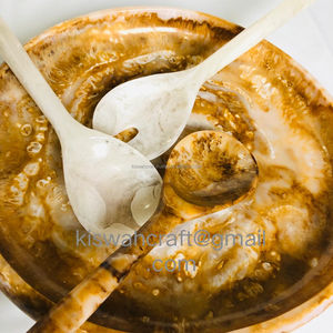 Bol à salade rond en résine de qualité supérieure avec cuillère, bol à nourriture hautement poli pour la décoration de la maison, grand plat - Product Image 5