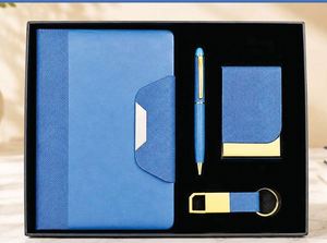 Ensemble cadeau d'affaires en cuir PU bleu, carnet, stylo métallique, porte-cartes, porte-clés - Product Image 6