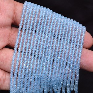 Cuentas redondas microfacetadas de topacio azul cielo AAA+ de 3 mm, topacio azul fino natural genuino, cuentas de piedras semipreciosas para la fabricación de joyas. - Product Image 3