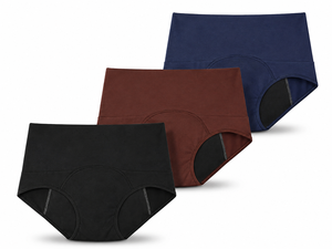 กางเกงชั้นในผ้าฝ้ายไร้ปีก ดีไซน์ไร้ตะเข็บ สีน้ำตาลเข้ม - Product Image 1