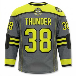 Maillot de hockey sur glace personnalisé en mesh, col en V professionnel, respirant, avec logo brodé - Product Image 2