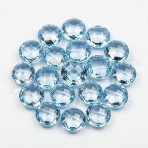 Topaze bleue naturelle 6 mm, pierres précieuses rondes brillantes à facettes, calibrées, en vrac, lot de bijoux en gros - Product Image 1