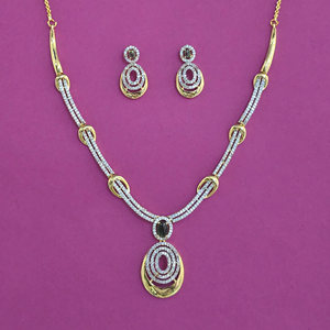 Compre un collar clásico de latón hecho a mano con circonitas, cadena de cuerda y chapado en dos tonos, calidad de exportación, para aniversario 443984 - Product Image 4