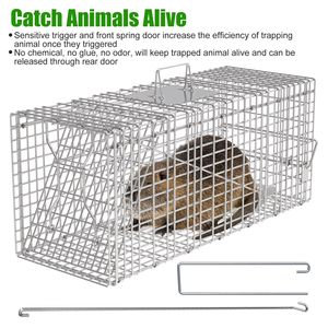 Trampa Humana para Gatos y Mapaches con Cubierta Impermeable, Jaula Plegable de Alambre Galvanizado con Guantes para Captura y Liberación de Animales Vivos, Jaula para Mascotas - Product Image 3