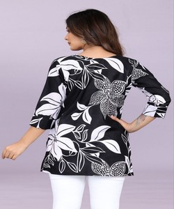 FANCY SLUB COTTON DIGITAL PRINT <b>WORK</b> ONLY TOP 84945 BLACK - Product Image 3