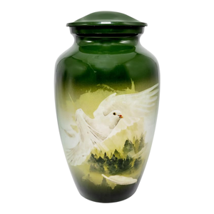 <b>Angel</b> <b>Wings</b> Stairway to Heaven Cremation Urn Adult Human Ashes 200 Cu In <b>Large</b> Funeral Memorial Aluminium Urn - Product Image 3