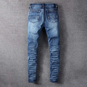 Hot Sale <b>Men's</b> <b>Jeans</b> Top Quality 100% Cotton Vintage High Street Ripped Trend Retro Straight <b>Jeans</b> Slim <b>Men's</b> Distressed Trouser - Product Image 3