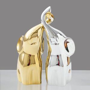 Figurine de lapin doré, sculpture animale moderne, plaquée or, faite à la main, décoration de table pour salon, thème Pâques - Product Image 1