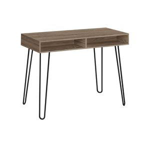 Contemporary 40\"L <b>Computer</b> <b>Desk</b> for Home Office Laptop Set-up with Left & Right Storage Drawers Brown Laminate & Black Metal - Product Image 2