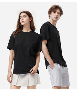 T-shirt en coton premium à col rond unisexe, coupe classique, broderie et impression personnalisées, t-shirts décontractés d'été pour hommes et femmes - Product Image 3