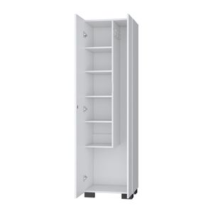 FM Furniture Aiken White <b>Tool</b> <b>Cabinet</b> Broom <b>Storage</b> Shelves and Hangers - Product Image 2