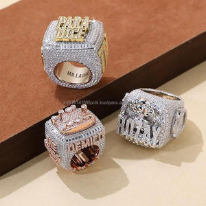 Bague de cocktail de luxe pour homme plaquée or rose avec motif floral, sertie de moissanite pavée, bijou en or massif 18 carats, cadeau - Product Image 6