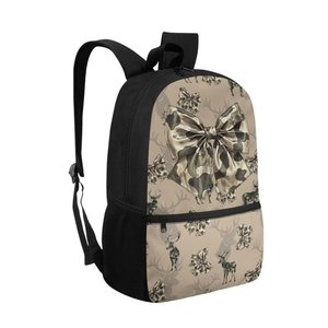 <b>Large</b> Capacity Sports Waterproof Backpack with Deer Print <b>Bow</b> Design 14 Inch Laptop Compartment Polyester Travel Backpack - Product Image 5