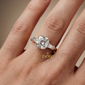 Luxury 3.19ct Lab Grown <b>Cushion</b> Cut Diamond Engagement Wedding Ring VS1 Colorless Three Stone 925 Silver Tapered Baguette Party - Product Image 5
