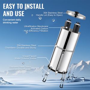 Sistema di filtraggio dell'acqua da banco in acciaio inossidabile 304 da 2,25G, a gravità manuale, per camper, riduce il piombo del 9% - Product Image 6
