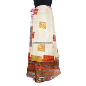 Buy Online Indian Silk <b>Wrap</b> Skirt Women Wear Vintage Silk Sari Long Length <b>Wrap</b> Around Skirt 2 Layer Reversible Magic 38" <b>Sarong</b> - Product Image 4