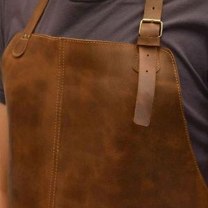 Delantal de barbacoa de cuero térmico sin mangas, clásico y duradero para hombre, de media longitud, con diseño tejido y logotipo personalizado - Product Image 4