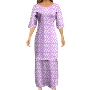 Conjunto de Dos Piezas para Mujer, Talla Grande, con Estampado Tribal Samoano Tapa Puletasi Tatau, Manga Larga - Product Image 4