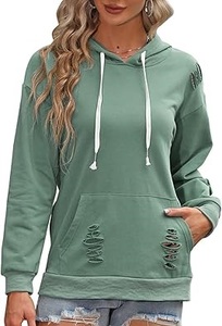 Rip Distress Hoodie For Women Puff Printing Sweatshirt Oversize <b>thick</b> <b>Fleece</b> Cotton Distressed Girls Hooded Breathable Wholesale - Product Image 4