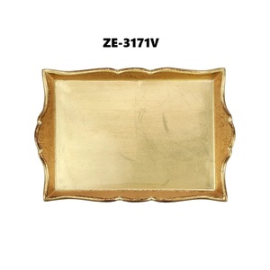 Bandeja de Metal Rústica Hecha a Mano para Cocina Estilo Granja, Mesa de Comedor, Mesa de Café y Decoración Vintage para el Hogar, Dorado Premium - Product Image 1