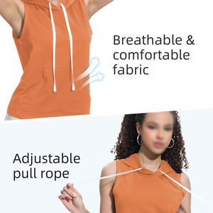 Débardeur à capuche sport pour femme, séchage rapide, respirant, en tissu tricoté, pour entraînement fitness en extérieur, course à pied et yoga - Product Image 4