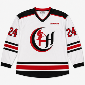 Camiseta de Hockey sobre Hielo Fly Humble para Hombre, Azul Claro, Cuello en V, Manga Larga, Logotipo Bordado, Transpirable, Poliéster, Nombre del Equipo Personalizado - Product Image 5