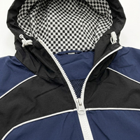 Conjunto Deportivo Unisex con Capucha, Azul y Negro, con Cierre de Cremallera, Estilo Deportivo, Transpirable, de Poliéster, para Otoño