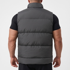Gilet matelassé léger pour homme, sans manches, imperméable, avec fermeture éclair, vêtement d'extérieur décontracté pour l'hiver - Product Image 4