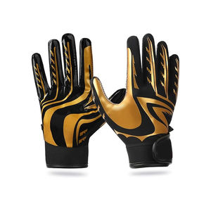 Gants de sport à doigts entiers, noir et or, en PU antidérapant, fermeture auto-agrippante, impression numérique, unisexe, toutes saisons - Product Image 1