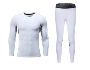 Ensemble de fitness pour homme : T-shirts et pantalons de compression moulants d'automne à taille élastique, poids moyen - Product Image 3