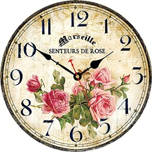 Rustic Pine Wood Wall <b>Clock</b> <b>Hand</b>-Painted Roses Wholesale Farmhouse Dcor - Product Image 1