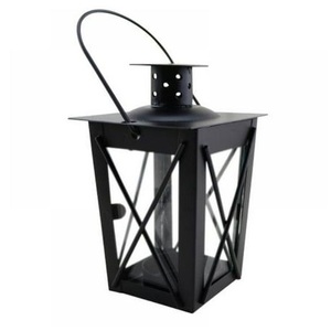 Nuevo Farol de Vela Clásico de Metal y Vidrio, Hecho a Mano, Portátil y Duradero, con Acabado Negro, para Decoración de Pared - Product Image 1