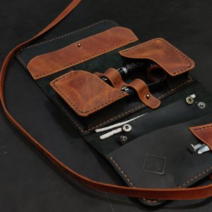 Durable Full Grain Leather Pipe <b>Roll</b> Storage Case Custom Logo Tobacco Pipe Travel Bag Pouch <b>Kit</b> PRB-0030 - Product Image 2