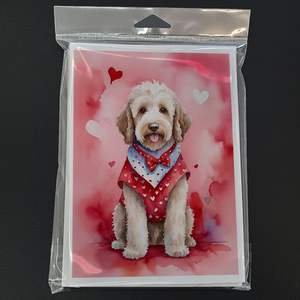 Labradoodle My Valentine Whimsical A7 Greeting Cards Pack of 8 Blank Note Cards with <b>Envelopes</b> Size <b>5x7</b> - Product Image 3