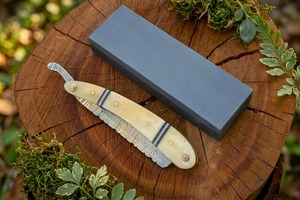 Cuchillo Plegable de Acero de Damasco, Hoja Recta de 0.6mm, Mango con Perilla, Cuchillo para Camping - Product Image 4