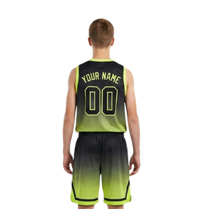 Conjunto de Uniforme de Baloncesto Personalizado para Hombre, Color Negro Lima, Jersey sin Mangas con Cuello en V, Pantalones Cortos con Estampado de Puntos en Degradado, Números de Equipo, Venta al Por Mayor - Product Image 2